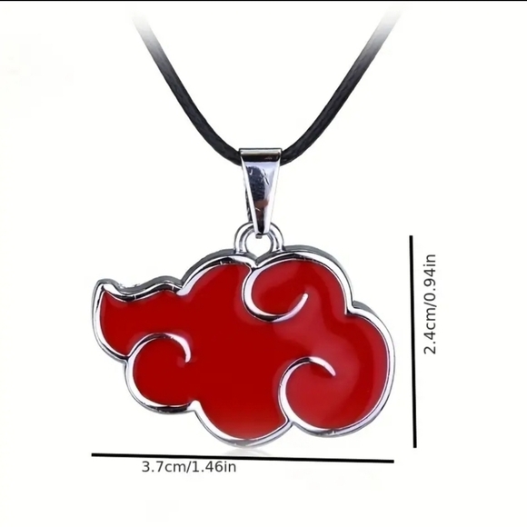 Naruto Anime Red Cloud Unisex Pendant Necklace & Keychain - Picture 3 of 4